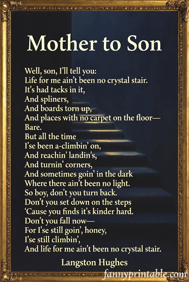 Mother To Son Poem Printable (2)