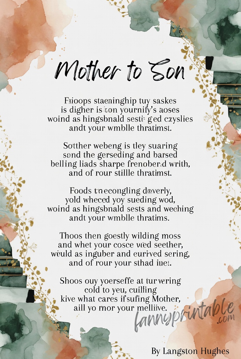 Mother To Son Poem Printable (3)