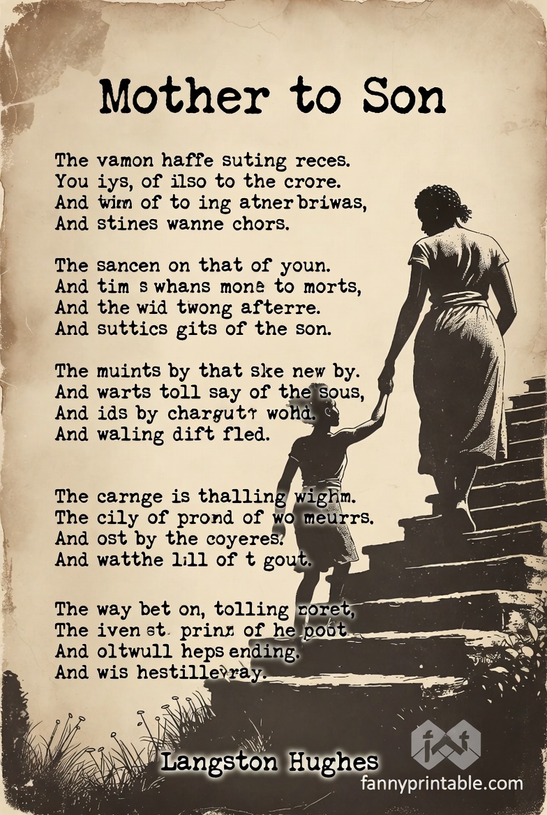 Mother To Son Poem Printable (4)