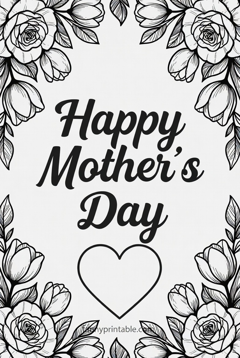 Mother's Day Card Printable Colouring (1)