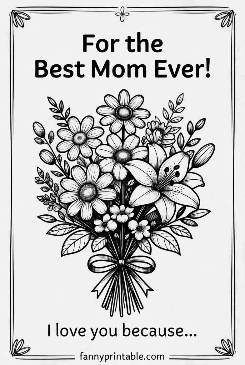 Mother's Day Card Printable Colouring (2)