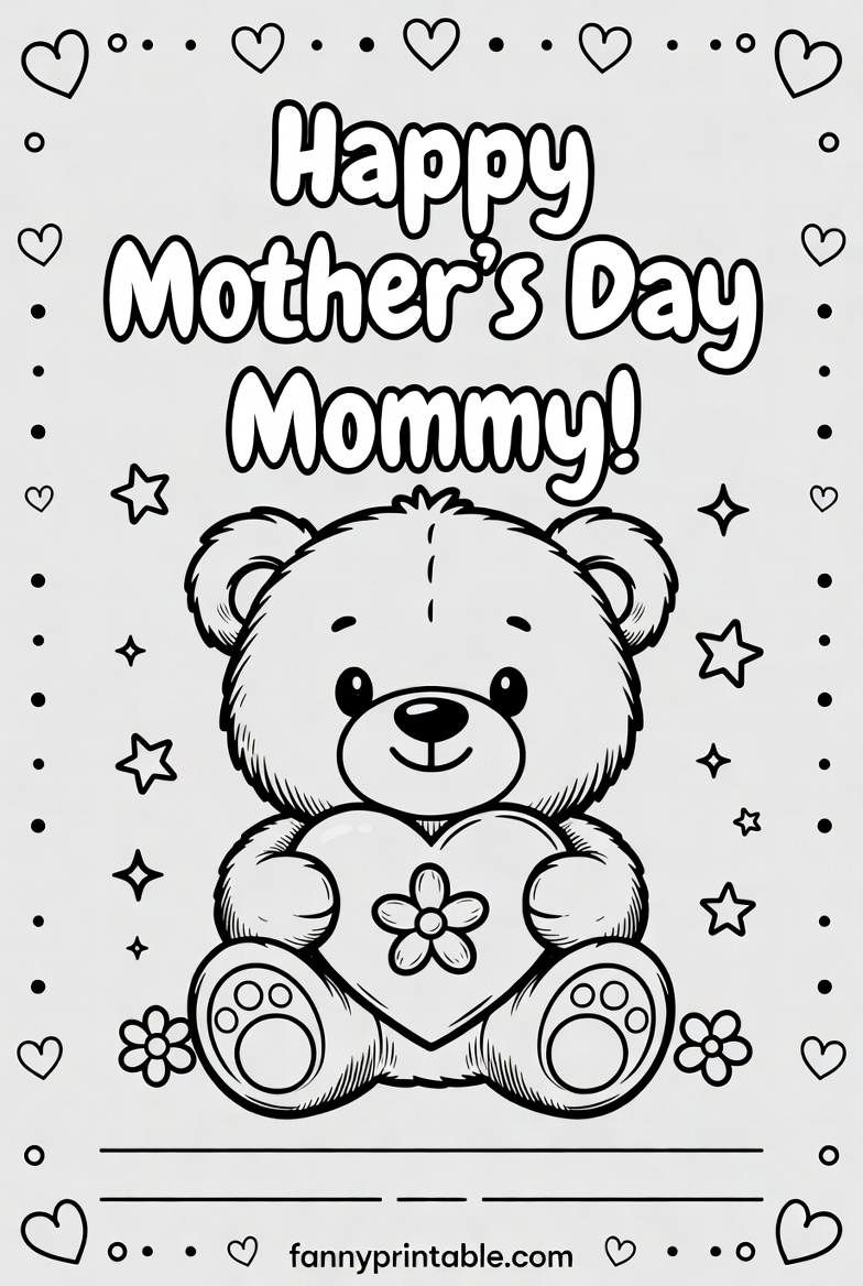 Mother's Day Card Printable Colouring (3)