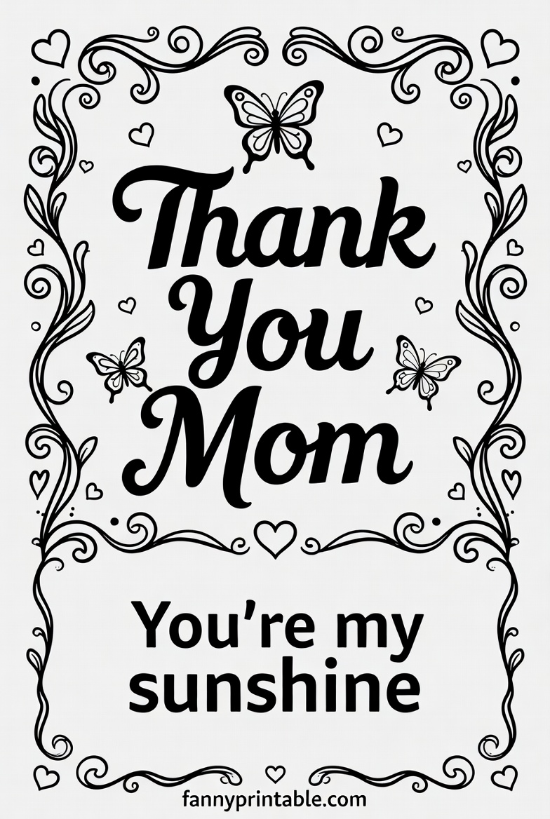 Mother's Day Card Printable Colouring (4)