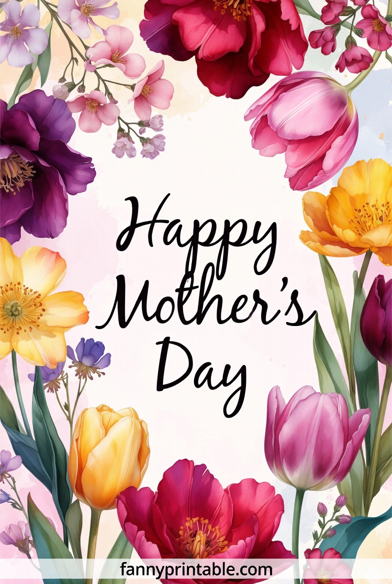 Mothers Day Card With Flowers Fanny Printable 4 Mother's Day Card With Flowers - Fanny Printable (4)
