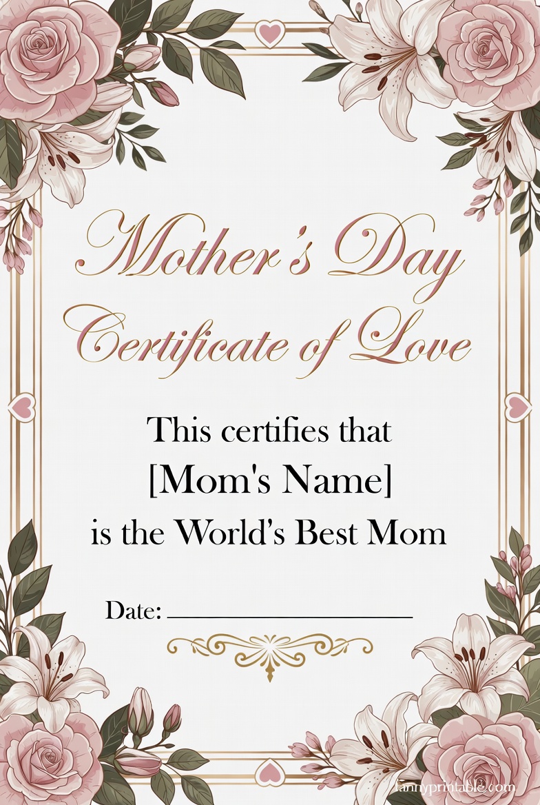 Mother's Day Certificate Printable (4)