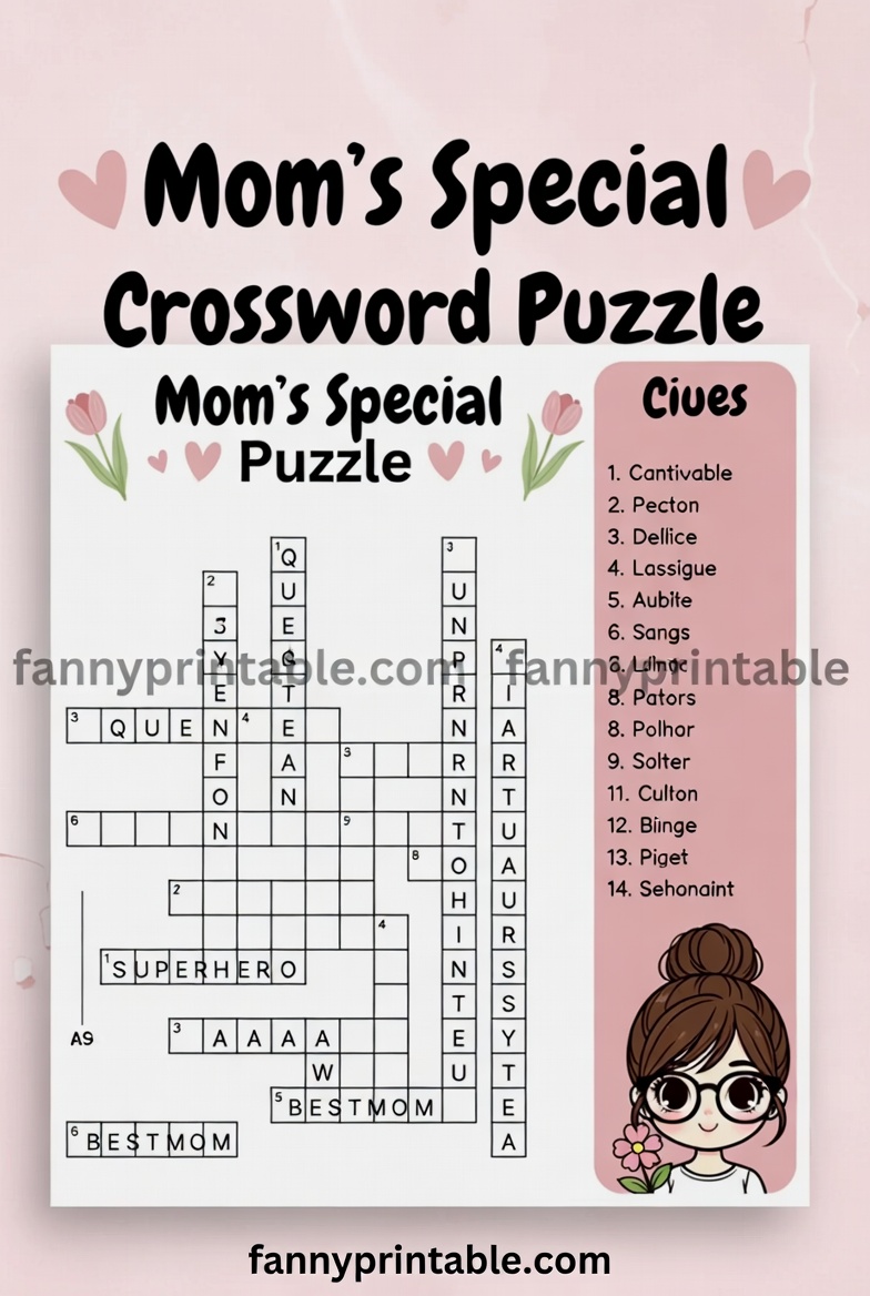 Mothers Day Crossword Puzzle Printable 2 Mother's Day Crossword Puzzle Printable (2)