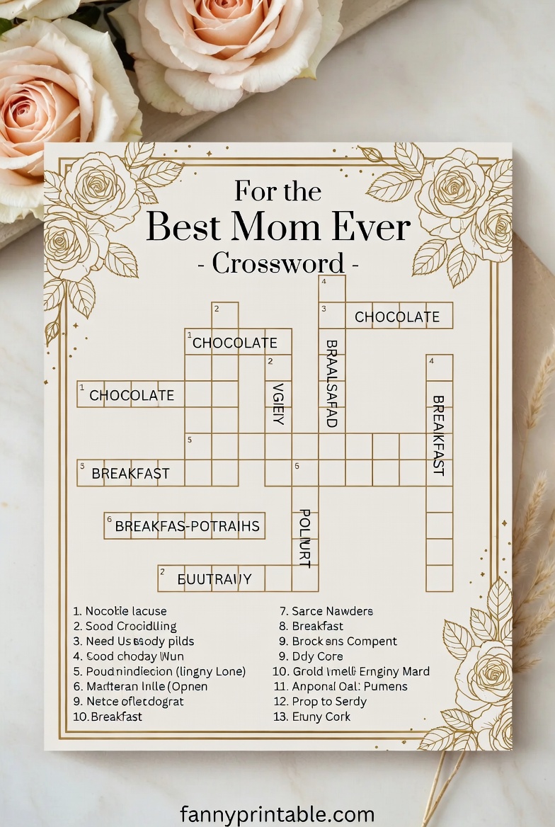 Mothers Day Crossword Puzzle Printable 3 Mother's Day Crossword Puzzle Printable (3)