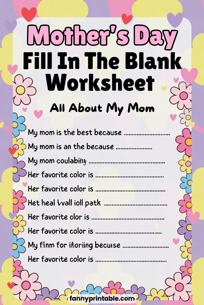 Mother's Day Fill In The Blank Worksheet Free Printable (1)