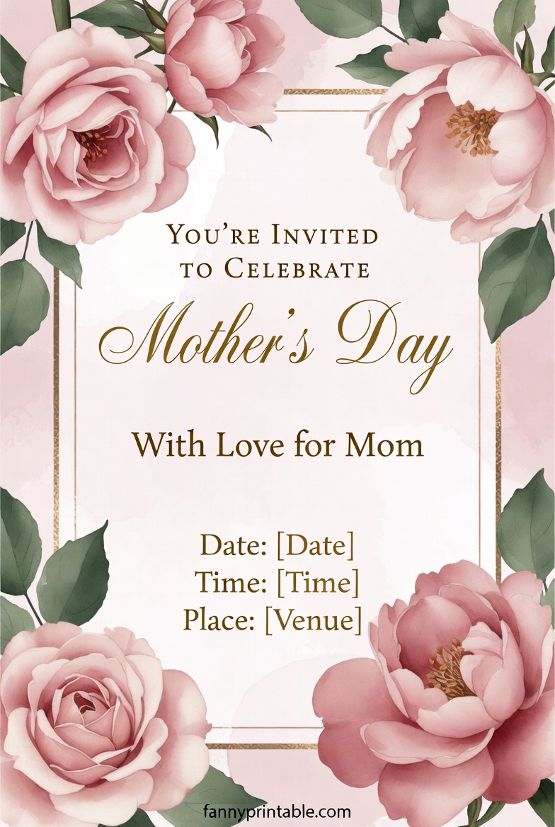 Mothers Day Invitation Template Fanny Printable 2 Mother's Day Invitation Template - Fanny Printable (2)