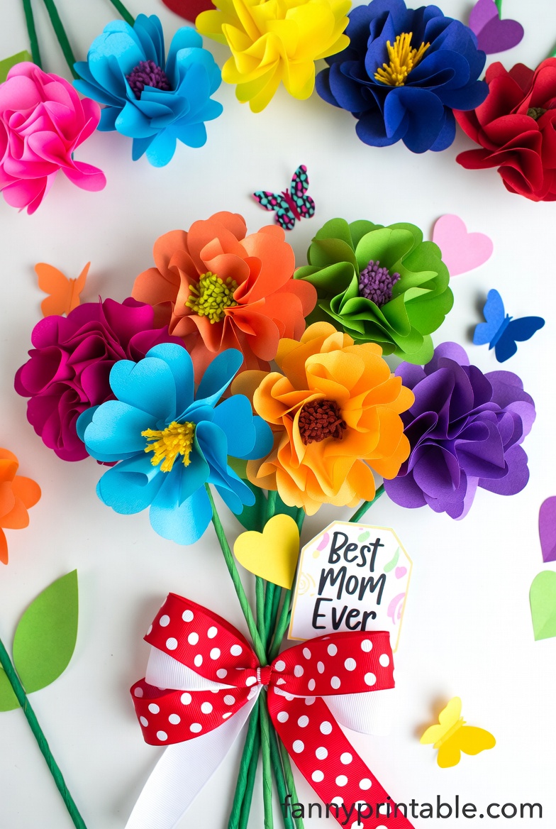 Mother's Day Paper Flower Bouquet Printable (1)