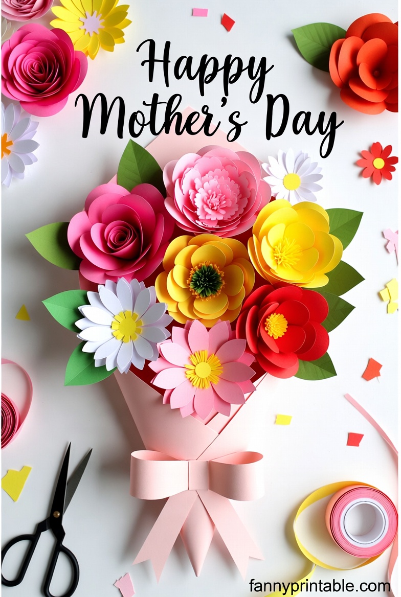 Mother's Day Paper Flower Bouquet Printable (4)