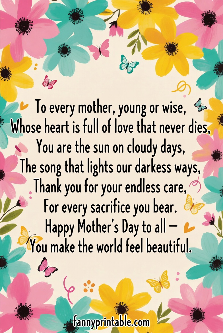 Mother's Day Poem For All Mothers - Fanny Printable (1)