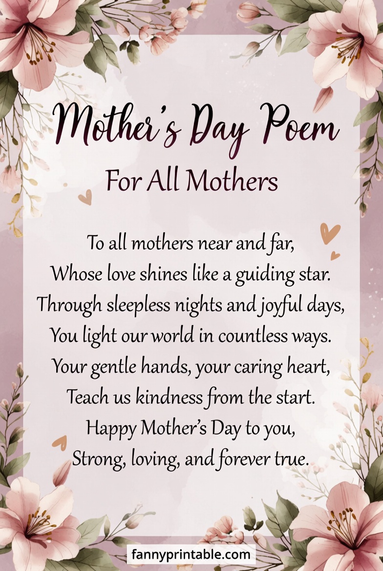 Mother's Day Poem For All Mothers - Fanny Printable (2)