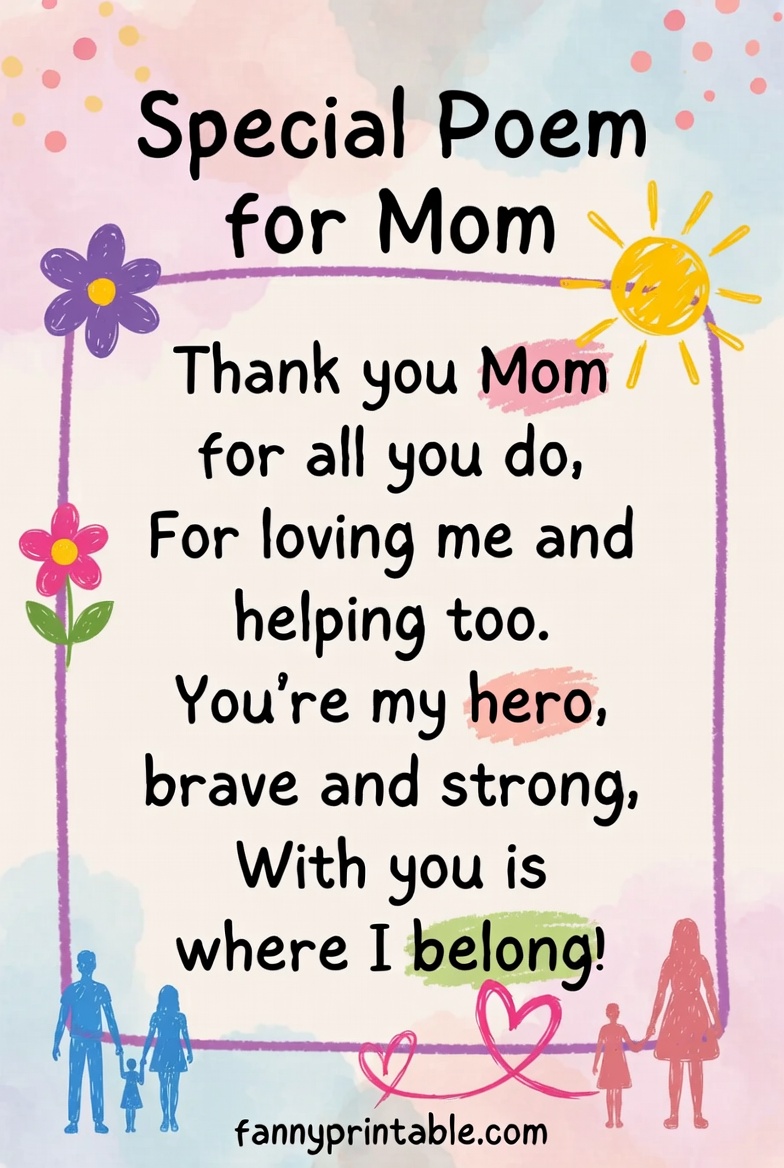 Mother's Day Poems For Kids - Fanny Printable (4)