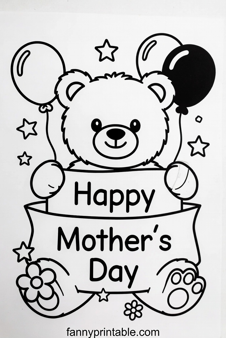 Mothers Day Printable Card To Color 2 Mother's Day Printable Card To Color (2)