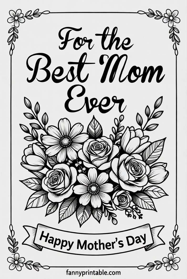 Mother's Day Printable Coloring Card (1)
