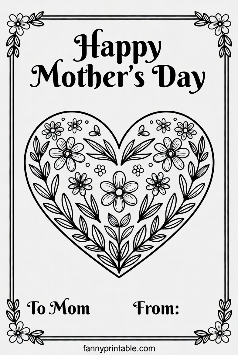 Mother's Day Printable Coloring Card (2)
