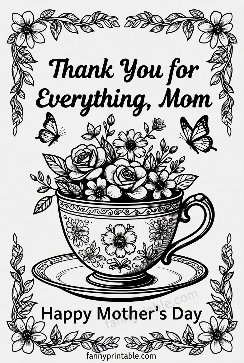Mother's Day Printable Coloring Card (3)
