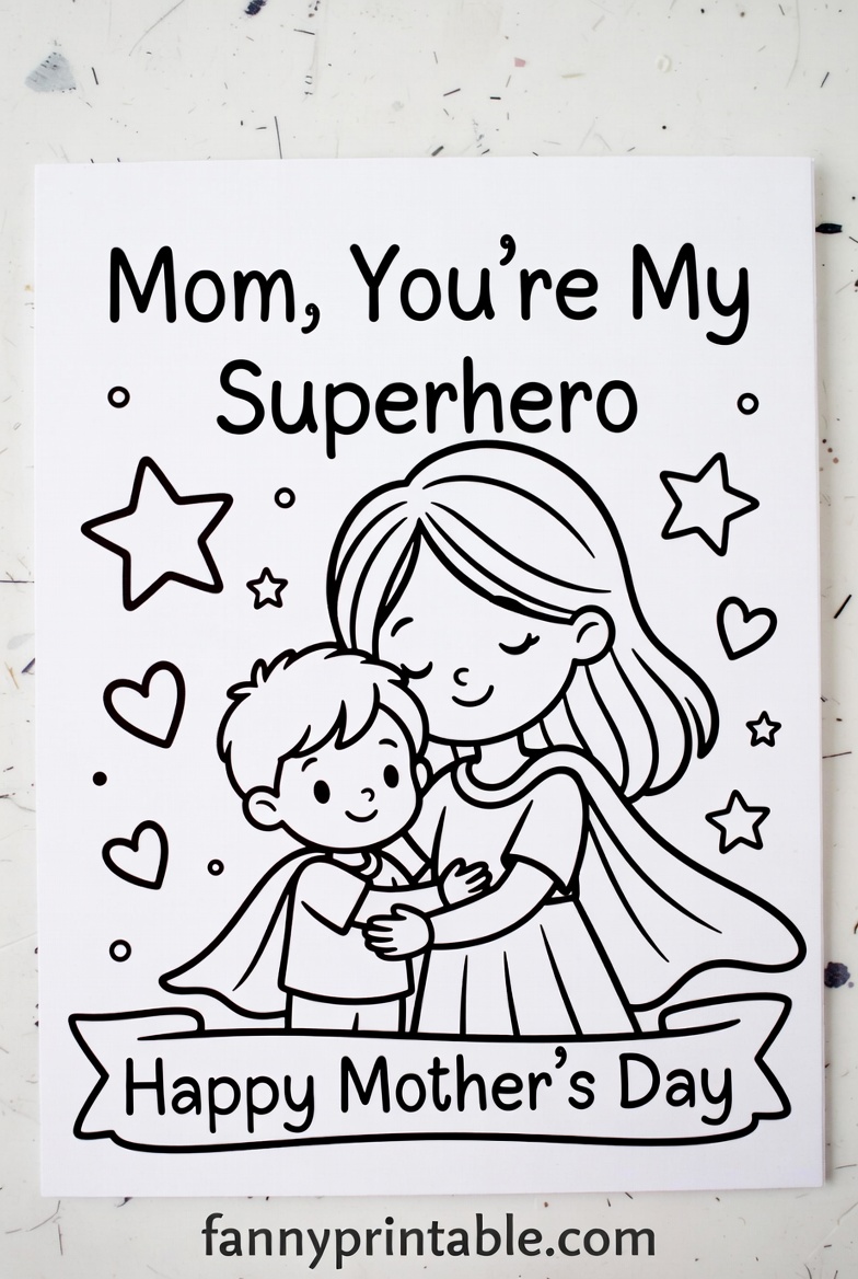 Mother's Day Printable Coloring Card (4)