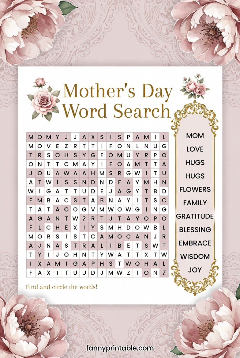 Mother's Day Printable Word Search (1)