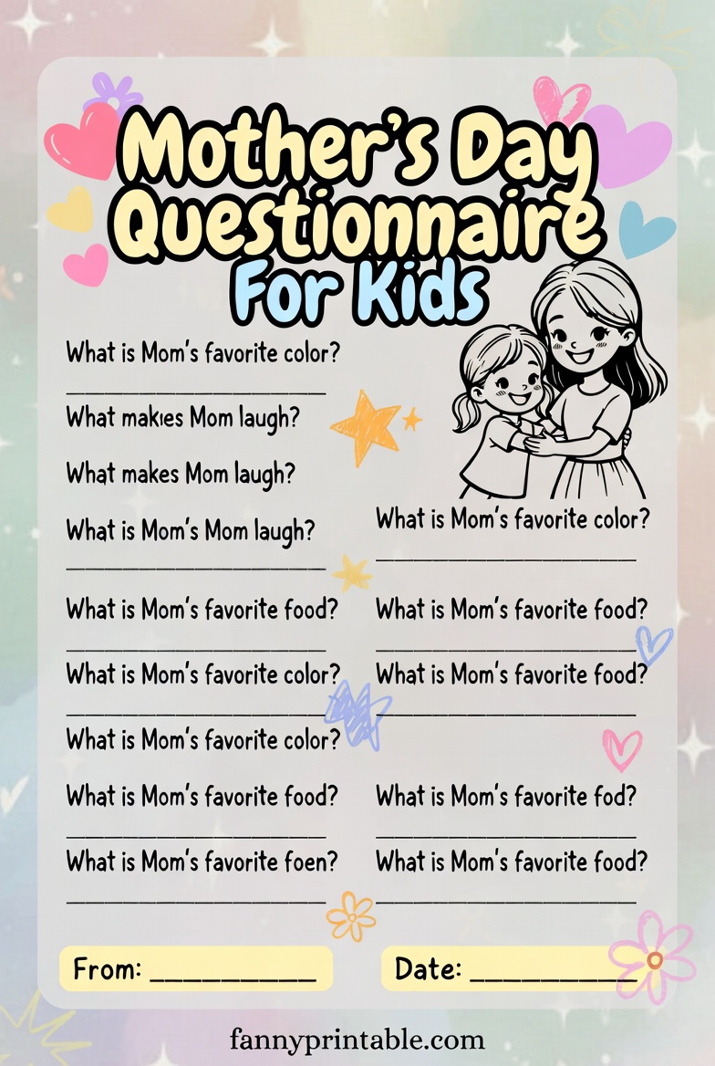 Mother's Day Questionnaire For Kids - Fanny Printable (1)