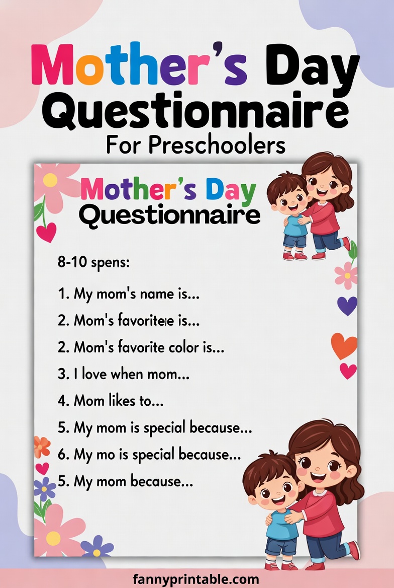 Mothers Day Questionnaire For Preschoolers Fanny Printable 2 Mother's Day Questionnaire For Preschoolers - Fanny Printable (2)