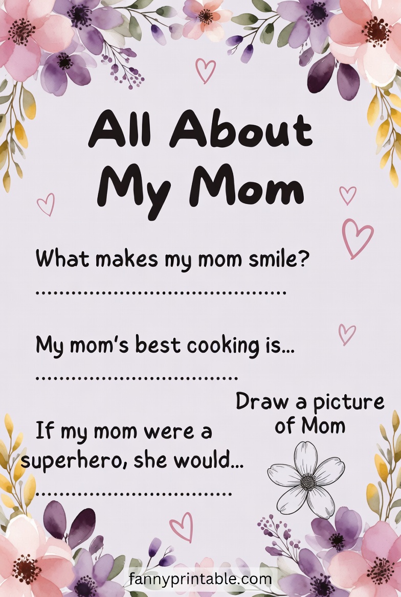 Mother's Day Questionnaire Free Printable - Fanny Printable (4)