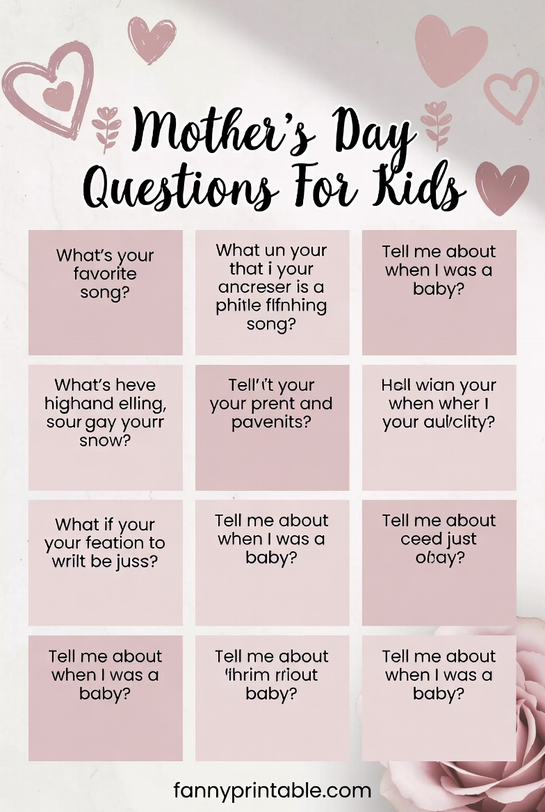 Mothers Day Questions For Kids Fanny Printable 2 Mother's Day Questions For Kids - Fanny Printable (2)