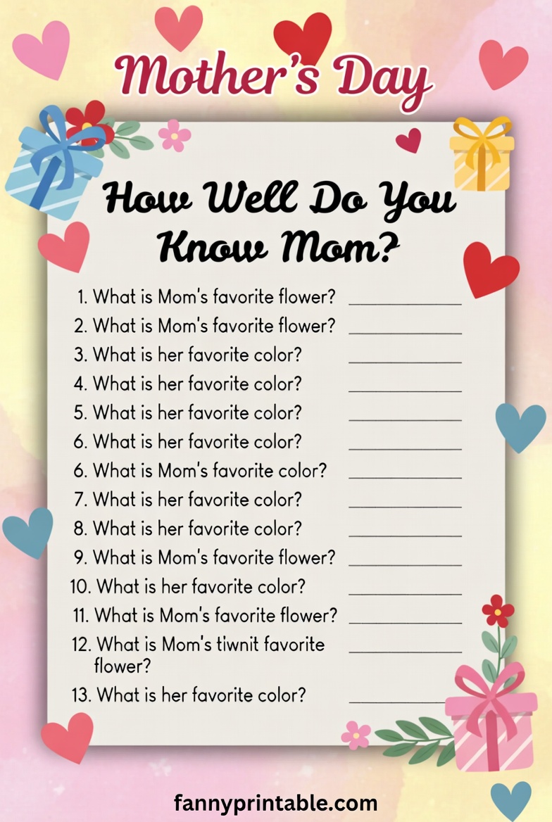 Mother's Day Quiz - Fanny Printable (3)