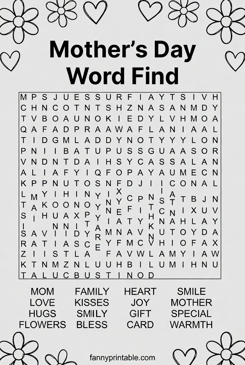 Mother's Day Word Find Printable (1)