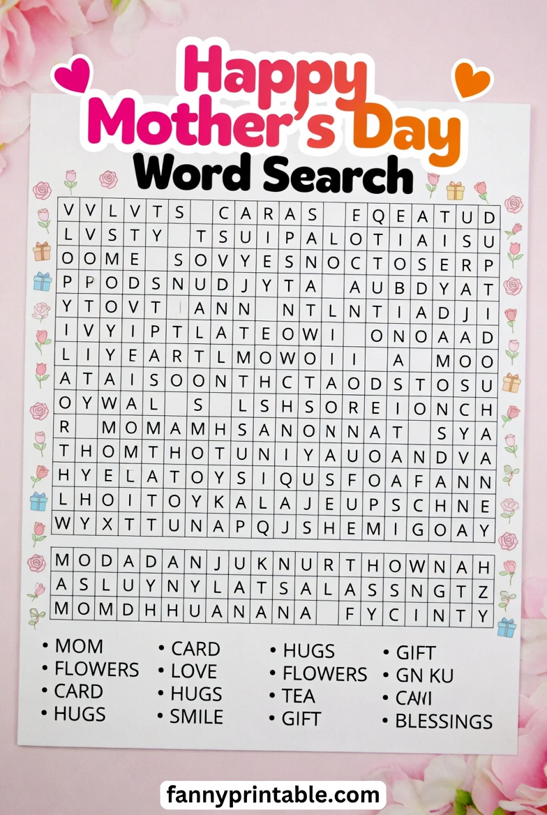 Mother's Day Word Search Free Printable (2)