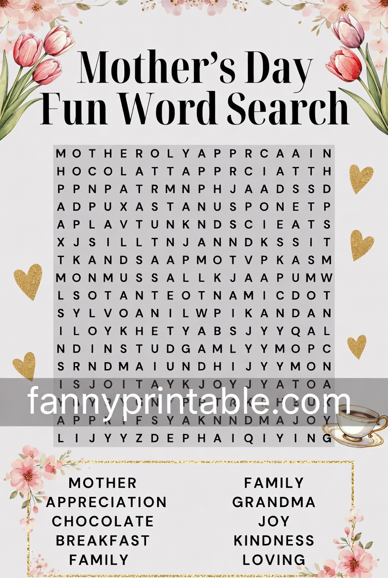Mother's Day Word Search Free Printable (4)