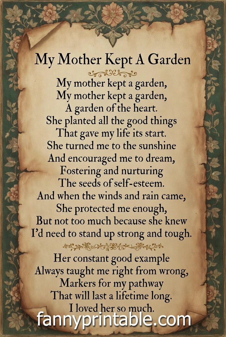 My Mother Kept A Garden Poem Printable (2)