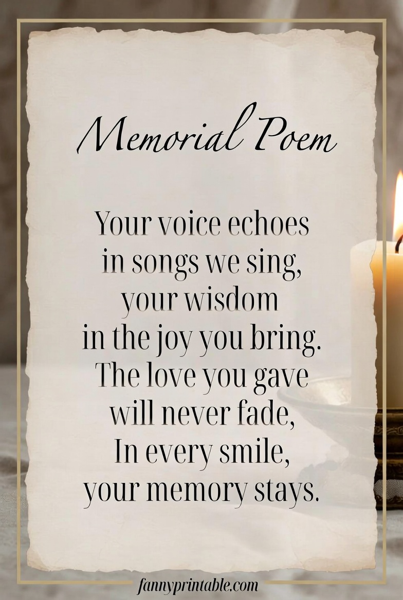 Non Religious Memorial Poems for Any Service FannyPrintable (1)
