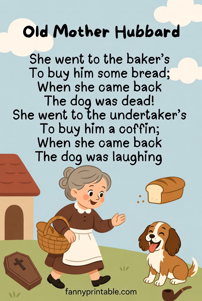 Old Mother Hubbard Nursery Rhyme Printable (3)