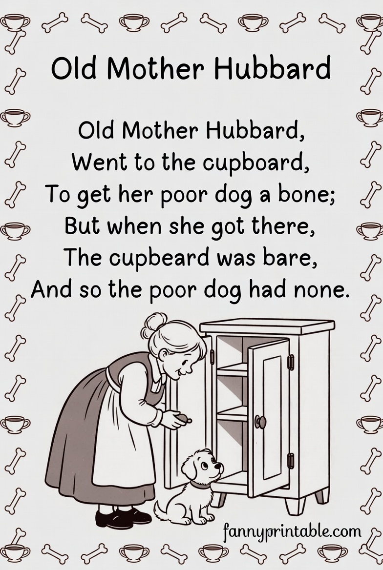 Old Mother Hubbard Nursery Rhyme Printable (4)