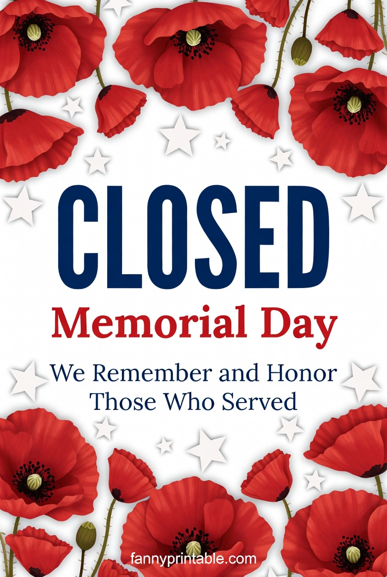 Printable Closed Signs For Memorial Day - FannyPrintable.Com (4)