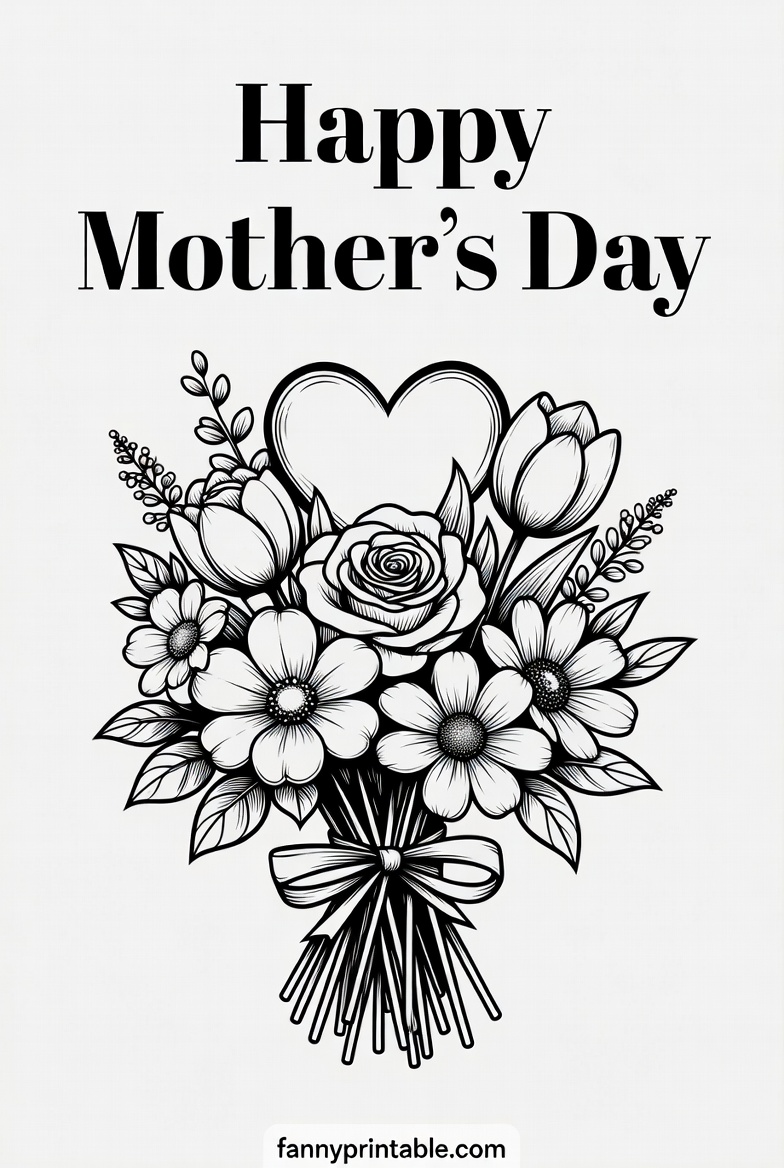 Printable Coloring Mother's Day Card (1)