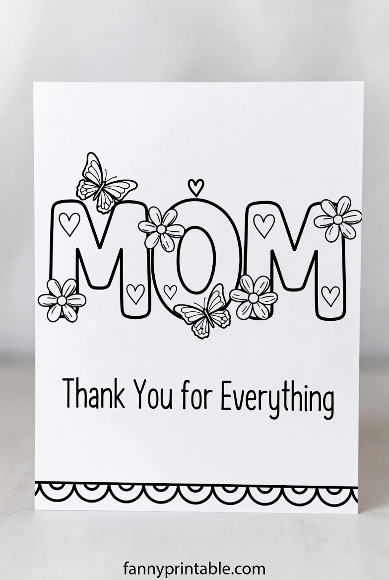 Printable Coloring Mother's Day Card (2)