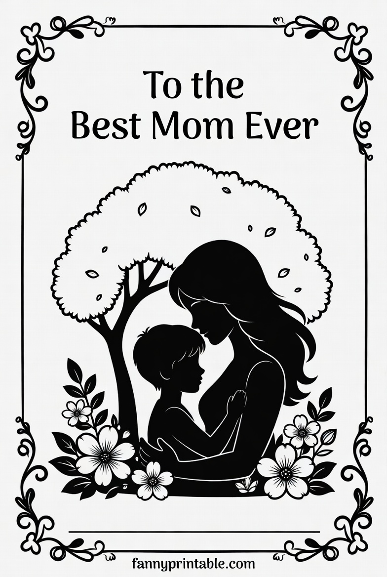 Printable Coloring Mother's Day Card (3)