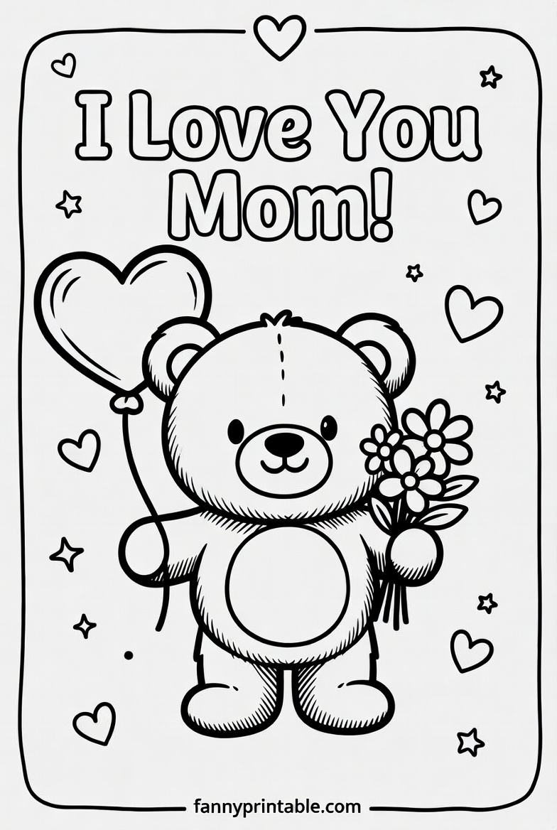 Printable Coloring Mother's Day Card (4)
