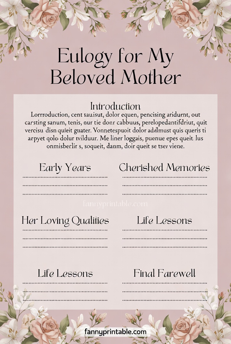 Printable Eulogy Template For Mother - Fanny Printable (1)