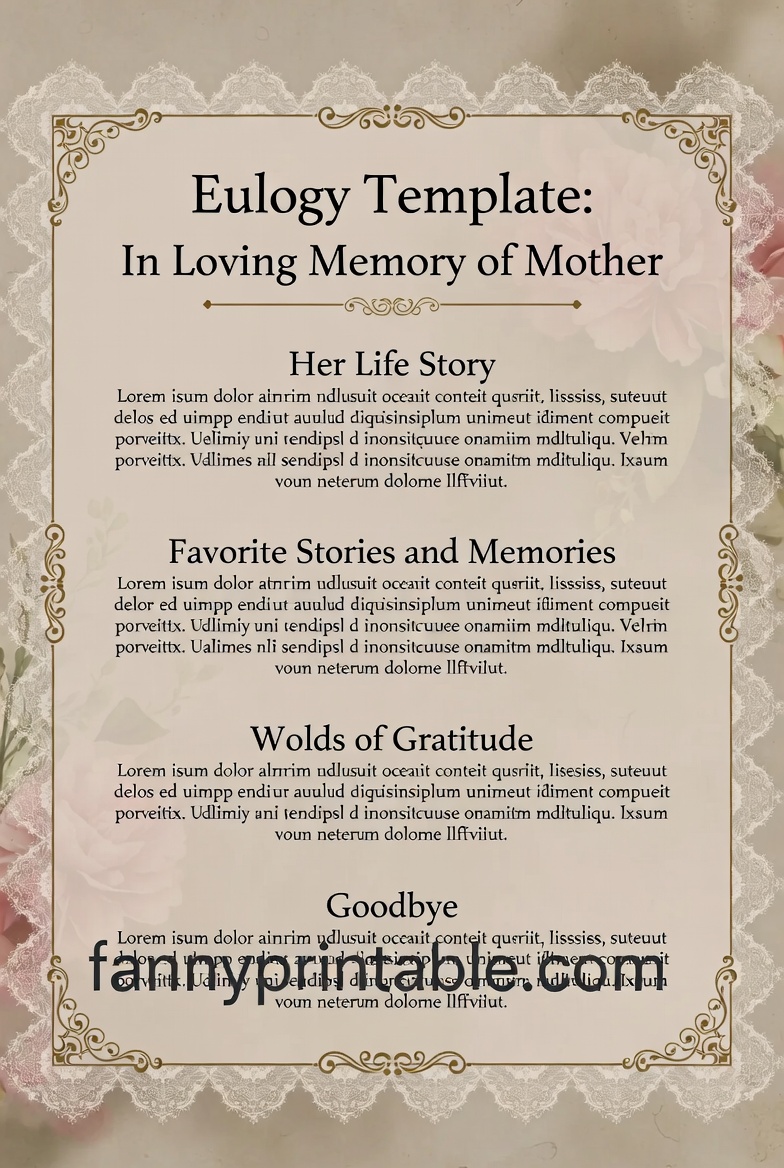 Printable Eulogy Template For Mother - Fanny Printable (3)
