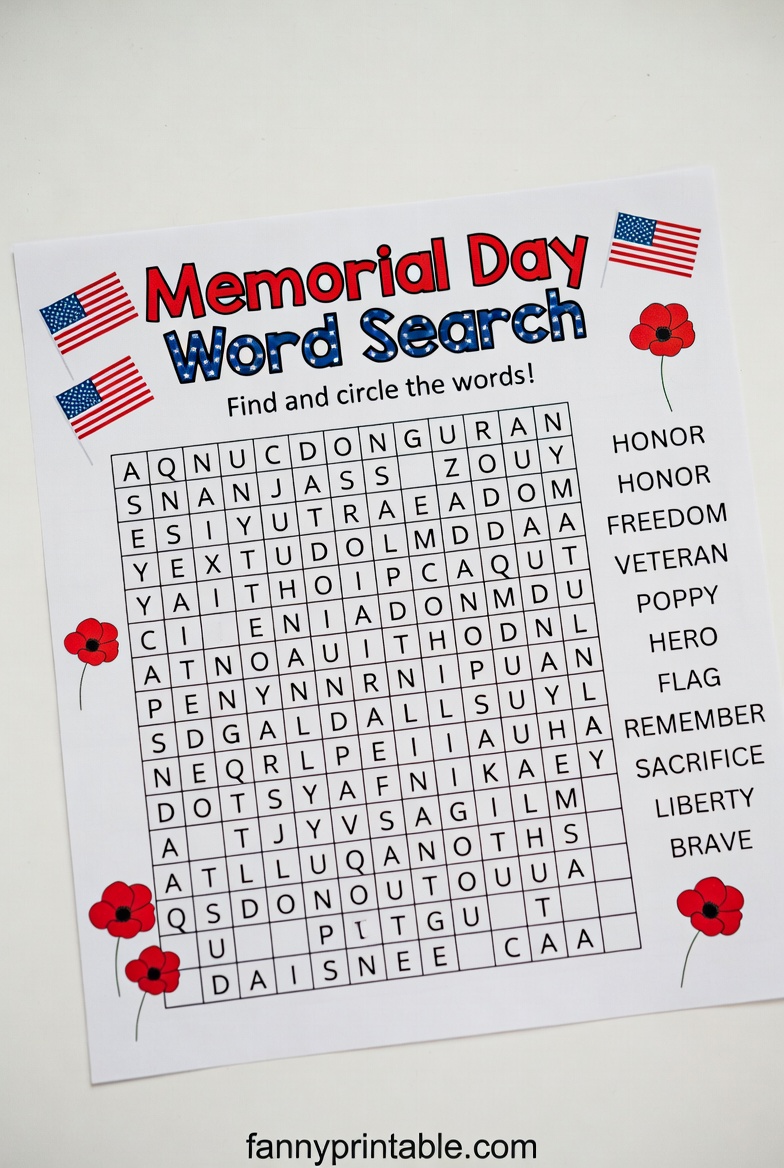 Printable Memorial Day Activity Sheets - FannyPrintable.Com (4)