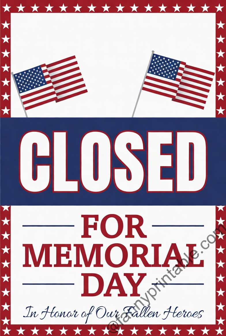 Printable Memorial Day Closed Sign - FannyPrintable.Com (1)