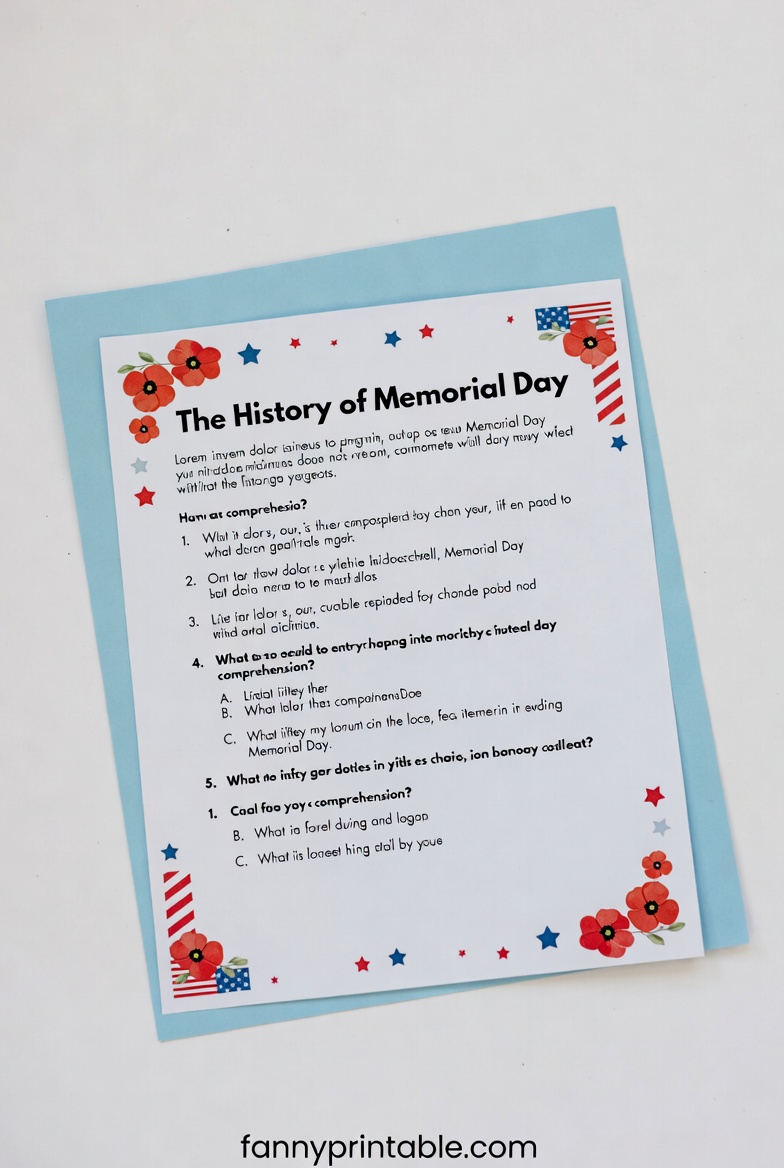 Printable Memorial Day Reading Comprehension FannyPrintable.Com 4 Printable Memorial Day Reading Comprehension - FannyPrintable.Com (4)
