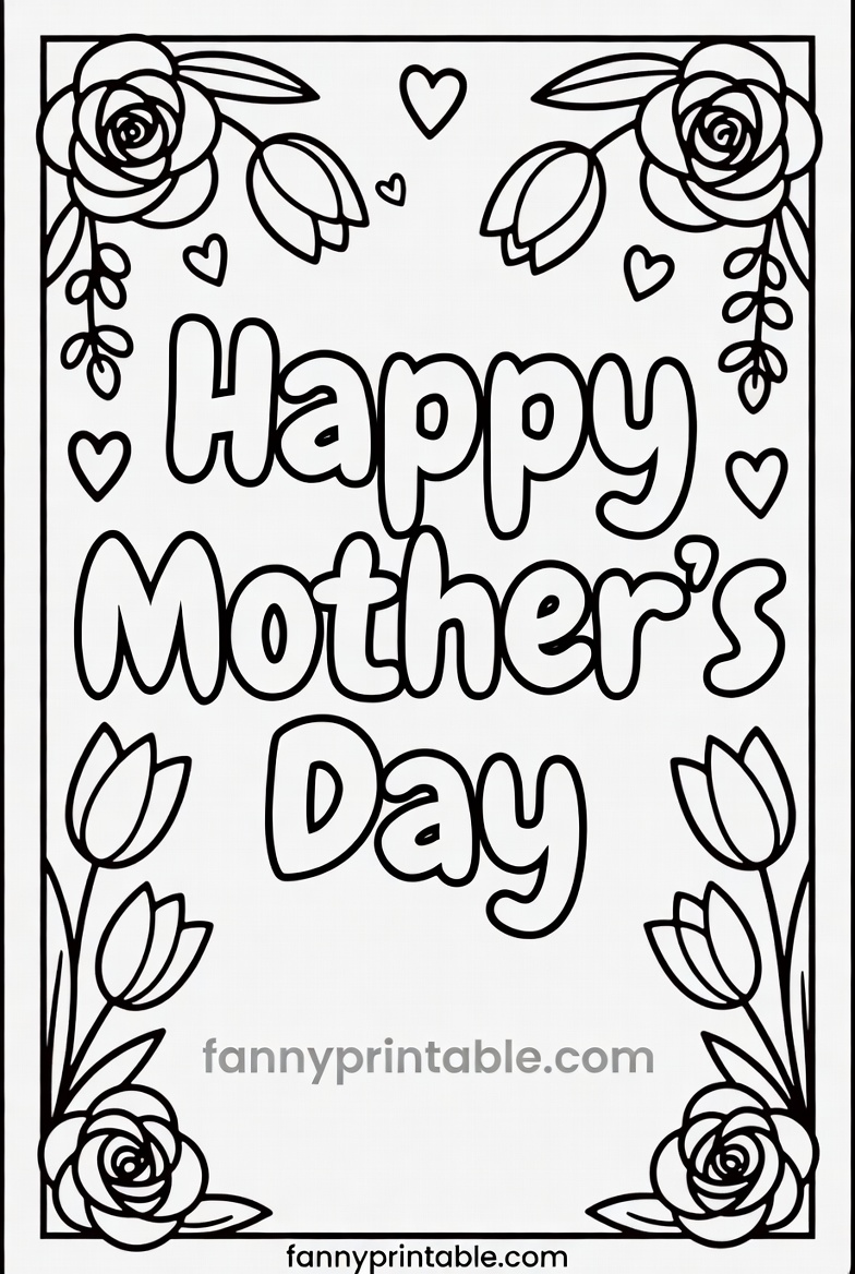 Printable Mother's Day Card To Color - Fanny Printable (1)