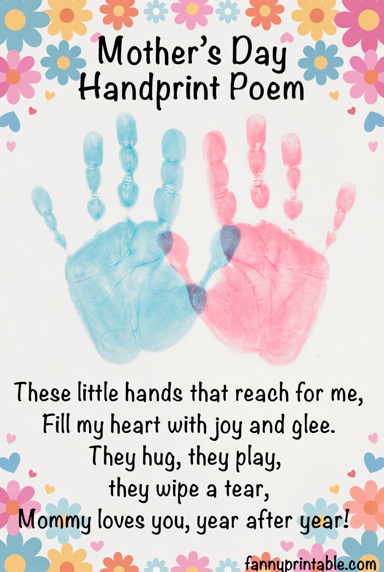 Printable Mothers Day Handprint Poem Fanny Printable 4 Printable Mother's Day Handprint Poem - Fanny Printable (4)