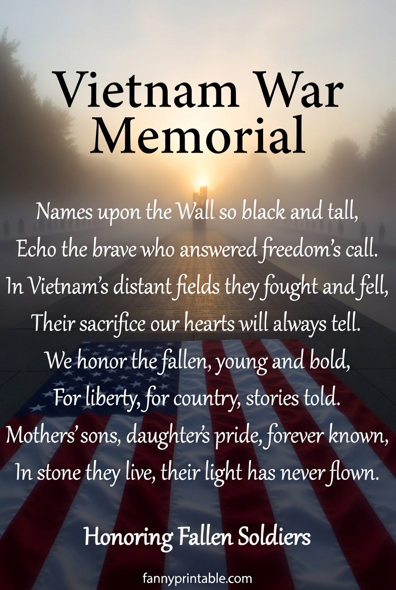 Vietnam War Memorial Poem Honoring Fallen Soldiers FannyPrintable 1 Vietnam War Memorial Poem Honoring Fallen Soldiers FannyPrintable (1)