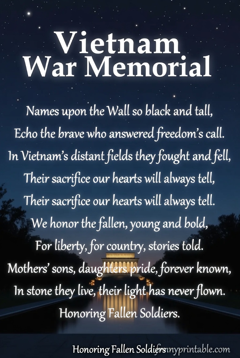 Vietnam War Memorial Poem Honoring Fallen Soldiers FannyPrintable (3)